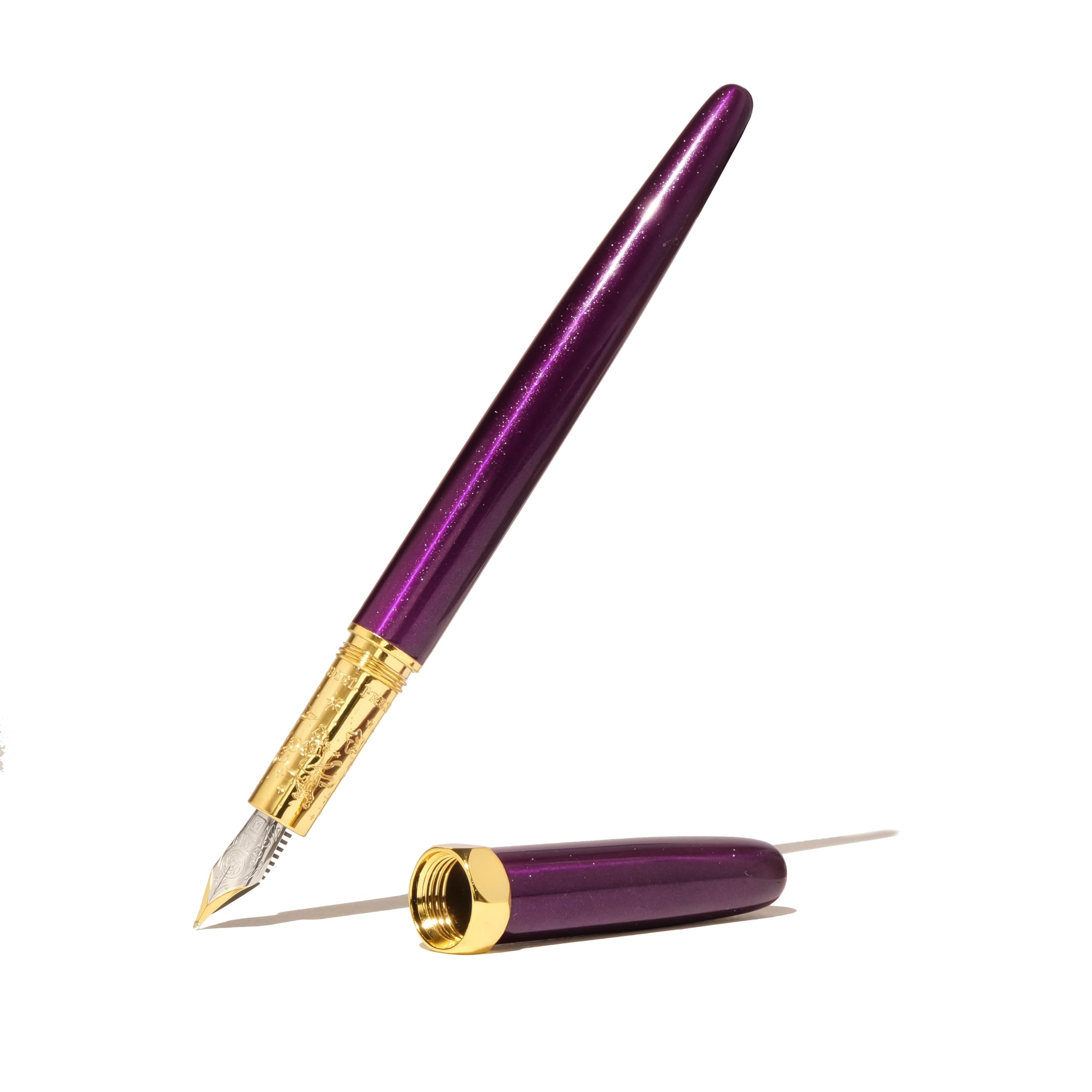 Ferris Wheel Press, Bijou Fountain Pen, Whispers of Twilight, Double Gold Plated, Sapphire Lacquer Finish, Two-Tone Steel Nib, Fine
