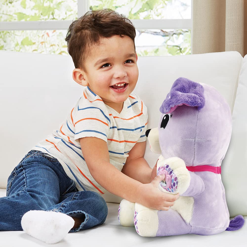 VTech - Violette, Mon Amie Pattes Magiques, Peluche Bébé Sensorielle et Musicale, Chien Interactif, Doudou Personnalisé avec Prénom, Cadeau Enfant Dès 1 an - Contenu en Français