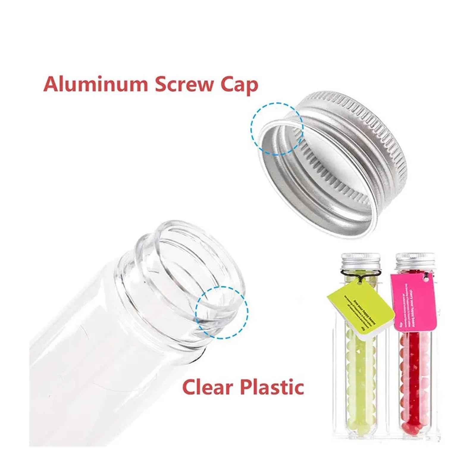 50 szt. naukowych probówek na imprezę 40 ml 25x140 mm przezroczyste plastikowe probówki tubki na cukierki fiolki na sól do kąpieli prezenty świąteczne i urodzinowe