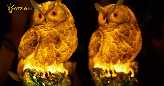 Dazzle Bright 2 Pack Owl Figure Solar LED Lights, Resin