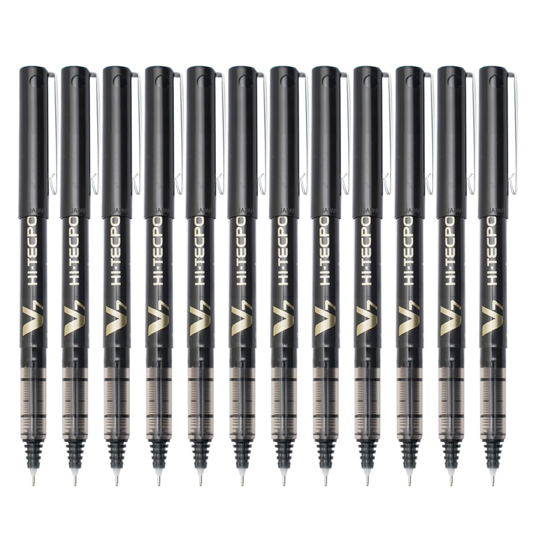 Pilot V7 Liquid Ink Roller Ball Black Pen (Pack of 12)