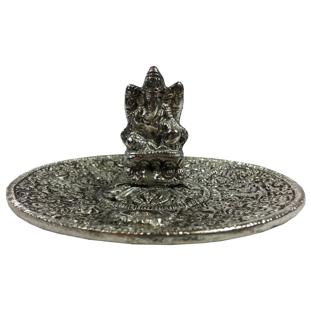 Multicolor Ganesh Metal Incense Dish - Cone And Stick Incense Holder And Burner