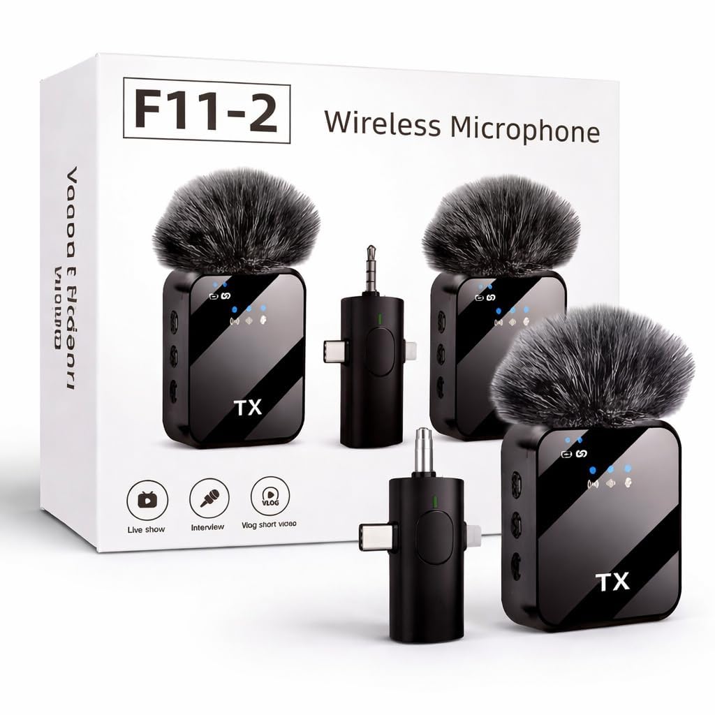 VRJTEC 3-in-1 mic for YouTube Wireless for iPhone/Android/Camera - Microphone for Recording with LED Display, 164ft Range, Mute/Reverb/Noise Reduction for YouTube, Live Streaming, Vlogging-image-28