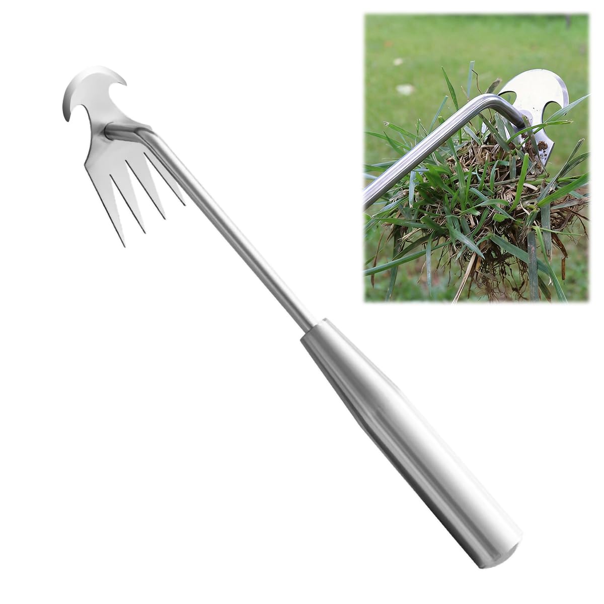 熊手 ミニ ステンレス 土工用草削り 多機能 2WAY 軽量 草取り 4本歯 40cm 草取り道具 園芸用品 庭・畑・花壇・芝生・農場・植栽庭園用 草むしり 根こそぎ 便利グッズ
