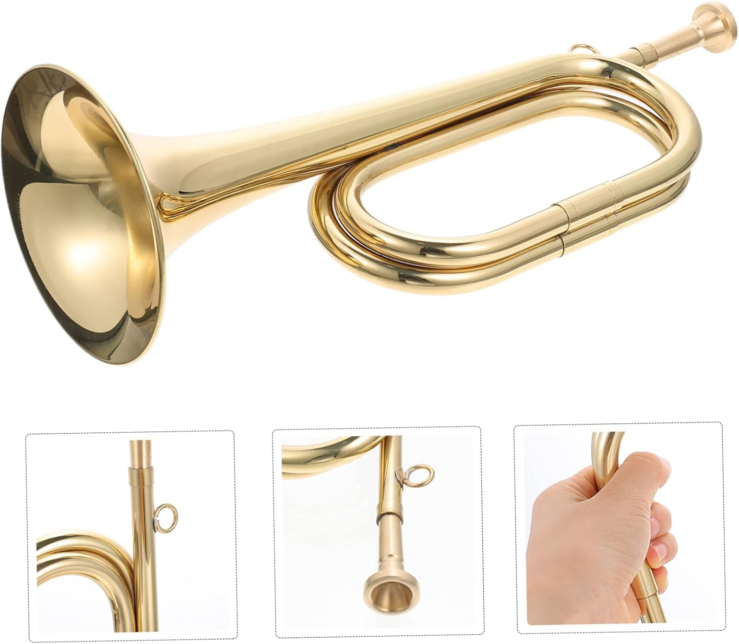 Bugle Trumpet Electronic Taps Wind Instrument for School Band Copper Golden Trumpet Bugle