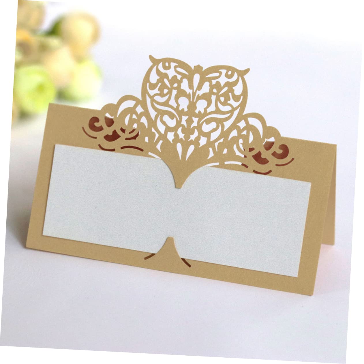 Abaodam 150pezzi Cartoncini Segnaposto Forma Di Cuore Carta Vintagper Matrimoni e Feste Eleganti Name Card Beige Per Tavoli Di Cerimonia