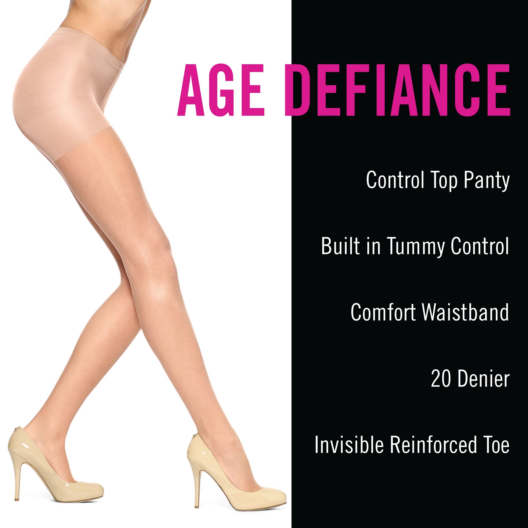 HUE Age Defiance velato da donna con top di controllo, marrone chiaro, confezione da 2 paia, 2, marrone chiaro, 2