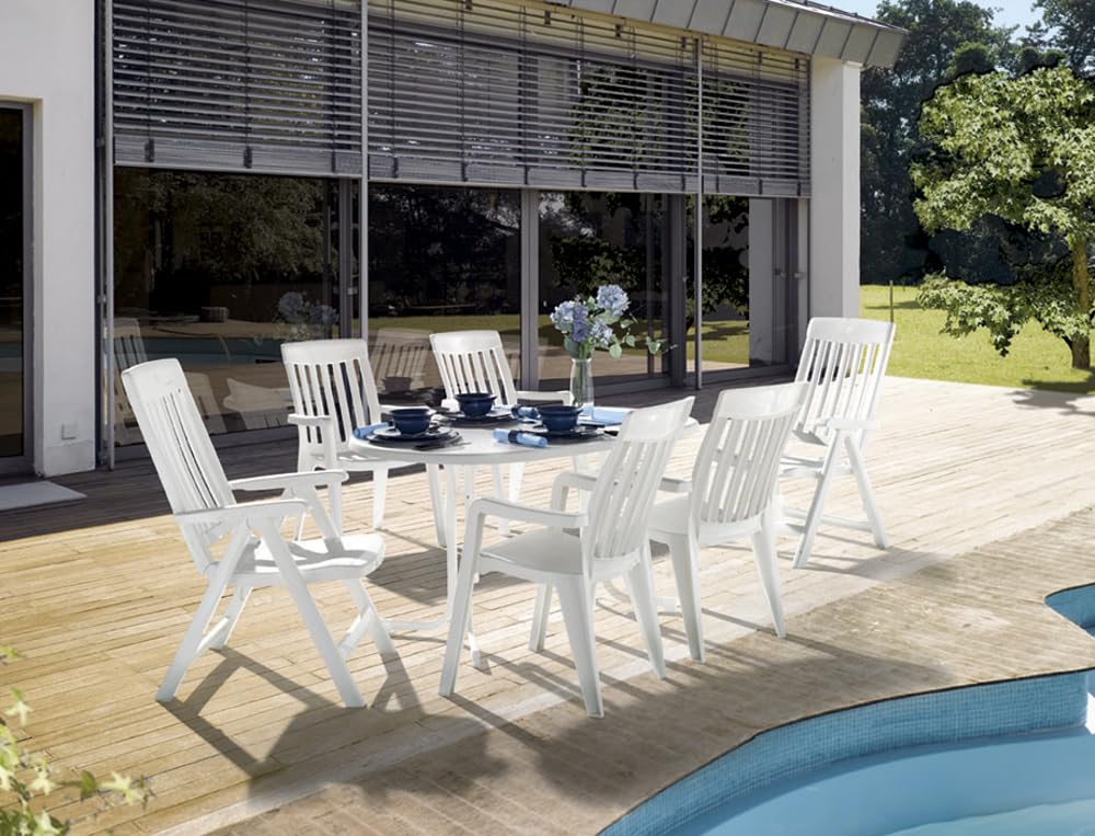 Sieger 152/W - Mesa de Comedor para Exterior (Plegable), Color Blanco, 140 x 90 cm