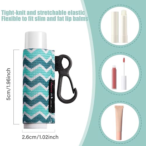 Miniatura 2 de HEYSKAY 5 unidades de soporte para bálsamo labial, llavero para lápiz labial, fundas elásticas para hombres y mujeres (ondasfloresleo)