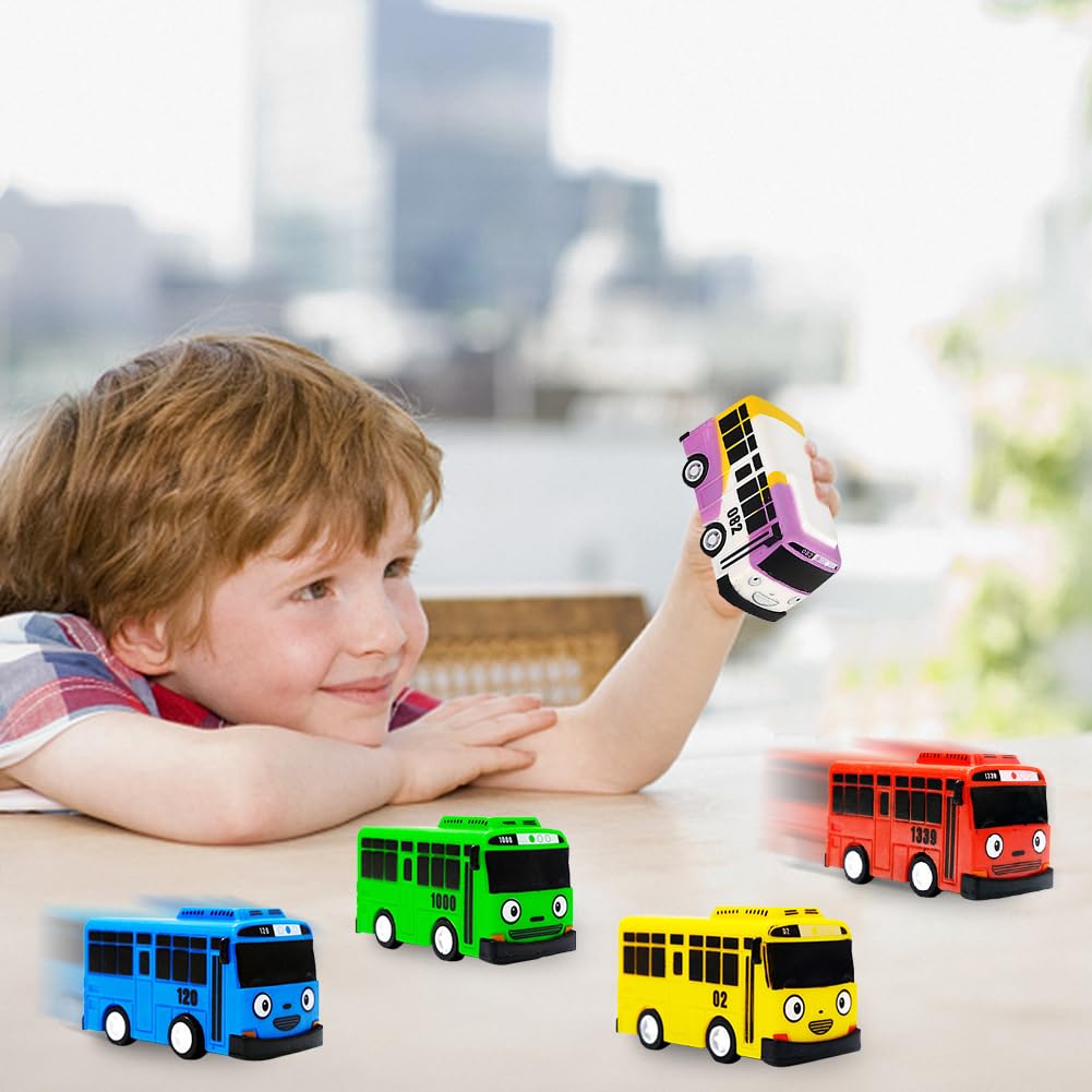 MaSif Autobús Juguete 5 PCS, Modelo de Autobús con Rueda para Niños de 3 Años en Adelante - Multicolor