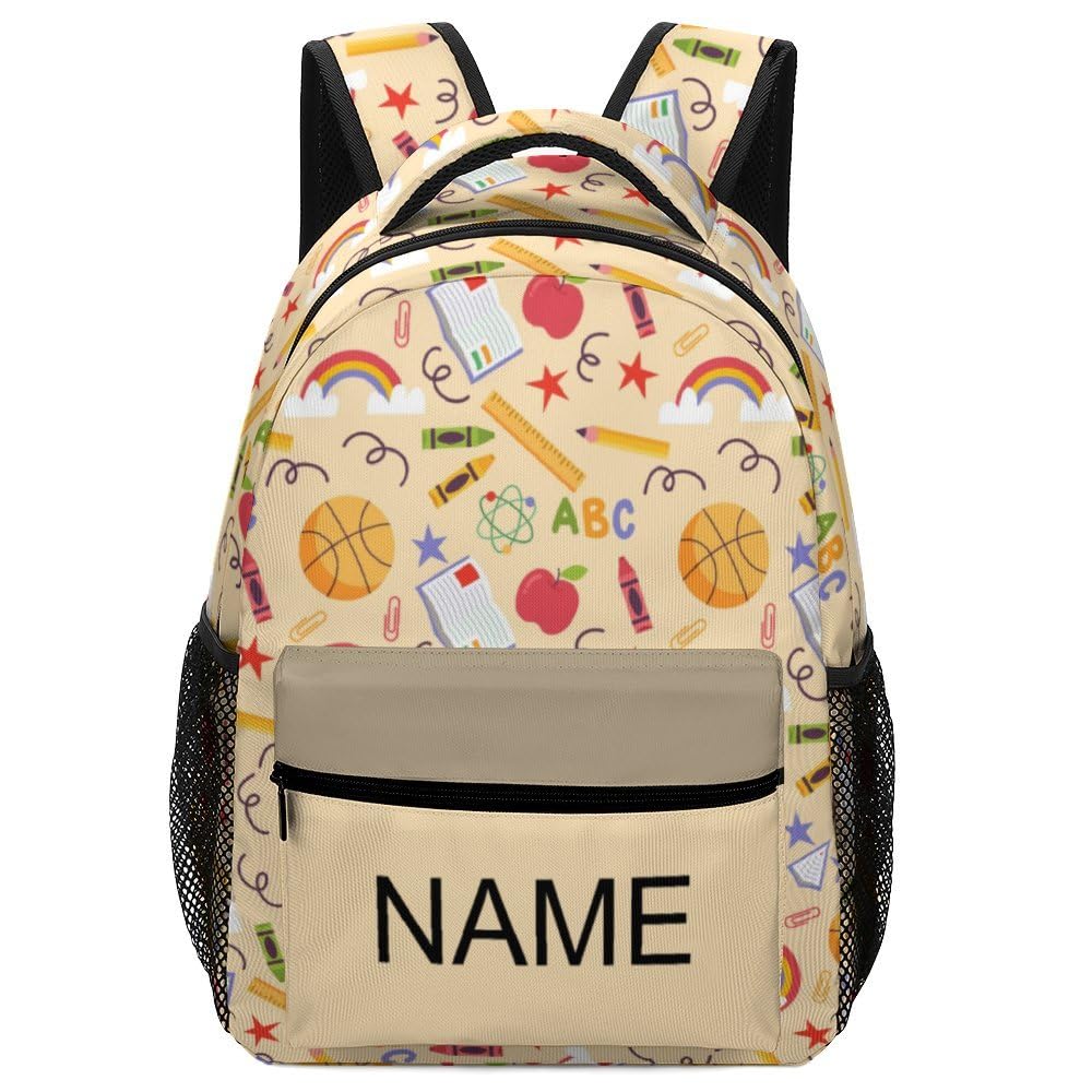 HUFYVIR Custom Backpack Basketball Pattern with Name, Personalized Daypack Backpacks with ABC and Sports Print, Light, 17', Casual