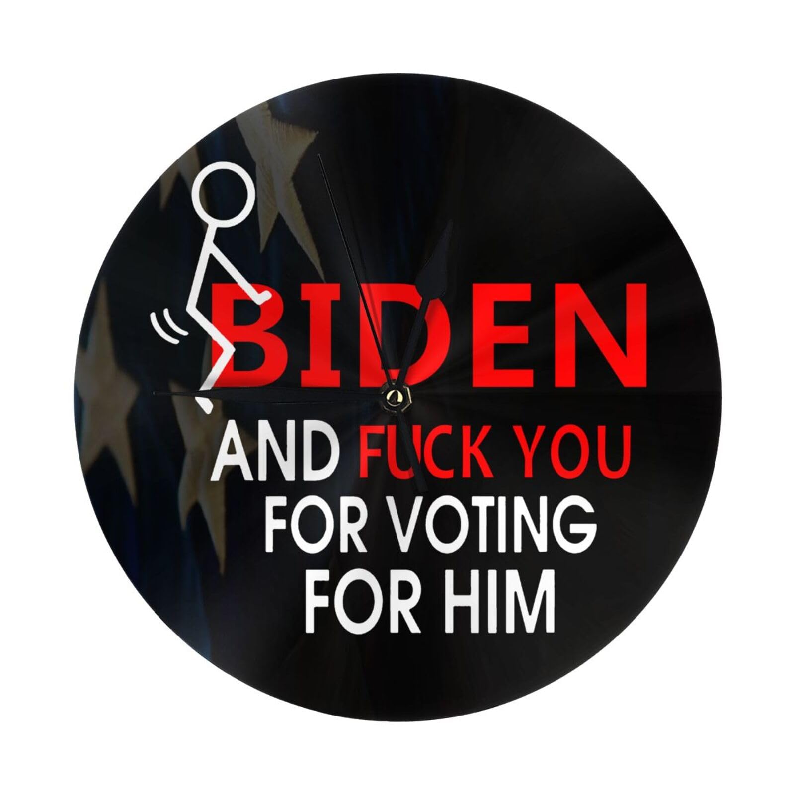 Fuck Biden and Fuck You for Voting for Him 0 9.84in Silent Round Wall Clock Modern Décor Simple Style for Home Office