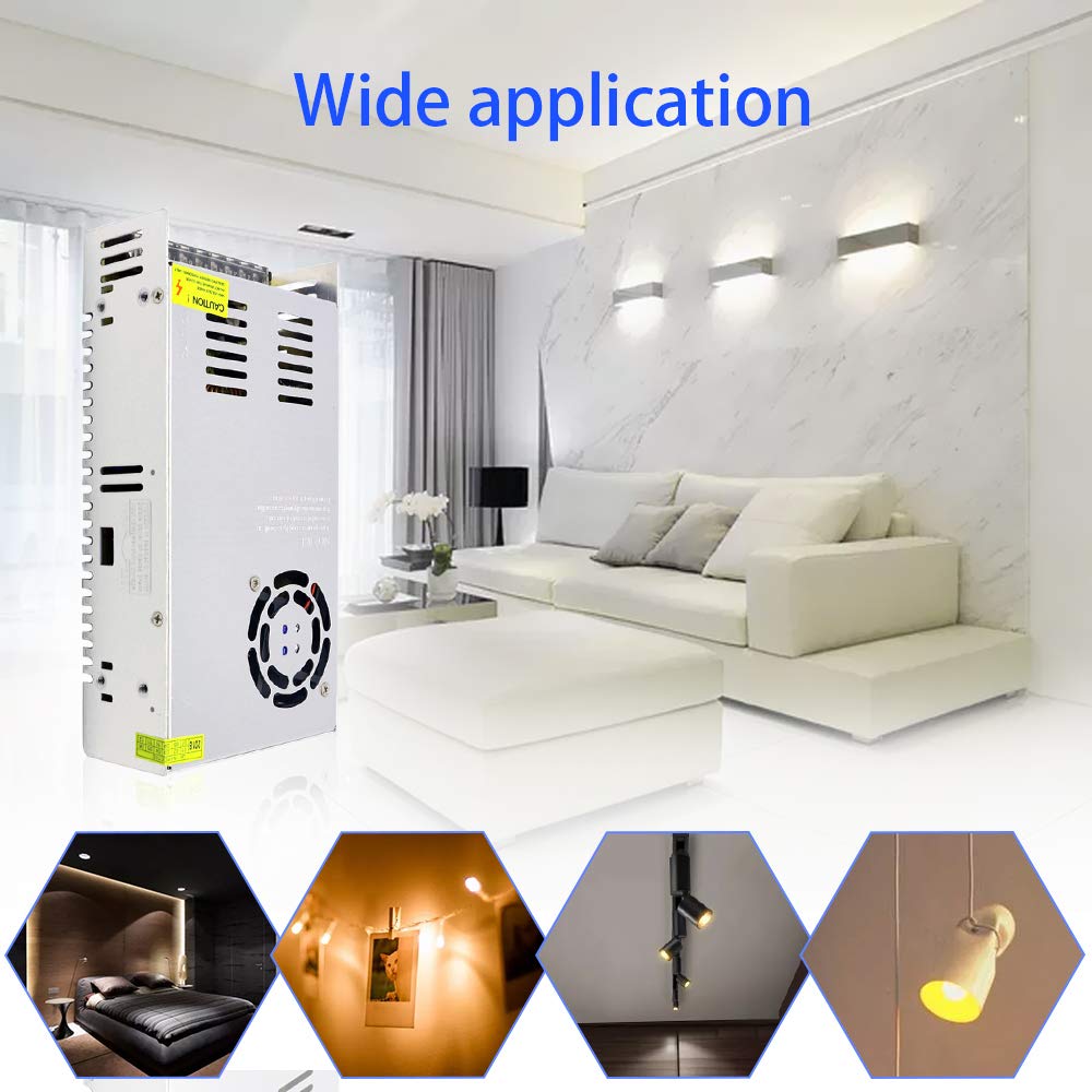 Lixada Transformador de Potencia Transformador de Voltaje AC 100-240V a DC 12V 33A 400W Conmutación Regulada Fuentes de Alimentación Adaptador Convertidor para Tiras Cámara Ligera