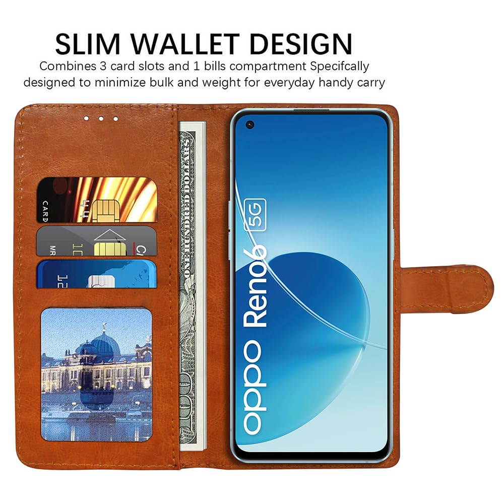 Oppo Reno6 5G Flip Cover - Premium Leather -4