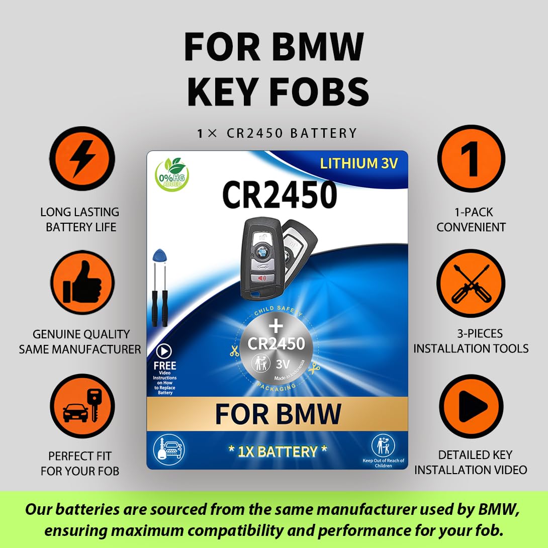 Replacement CR2450 2450 For BMW Remote Key Fob Battery Original OEM - View #9