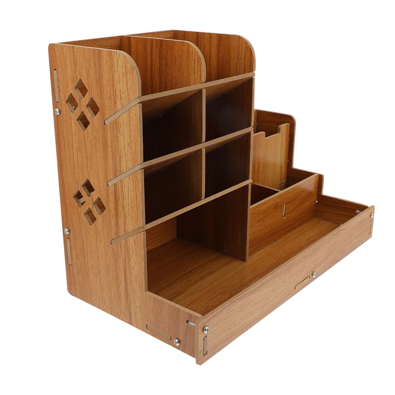 Organisateur de Bureau en Bois Cerisier Massif et Porte-Stylos Chic