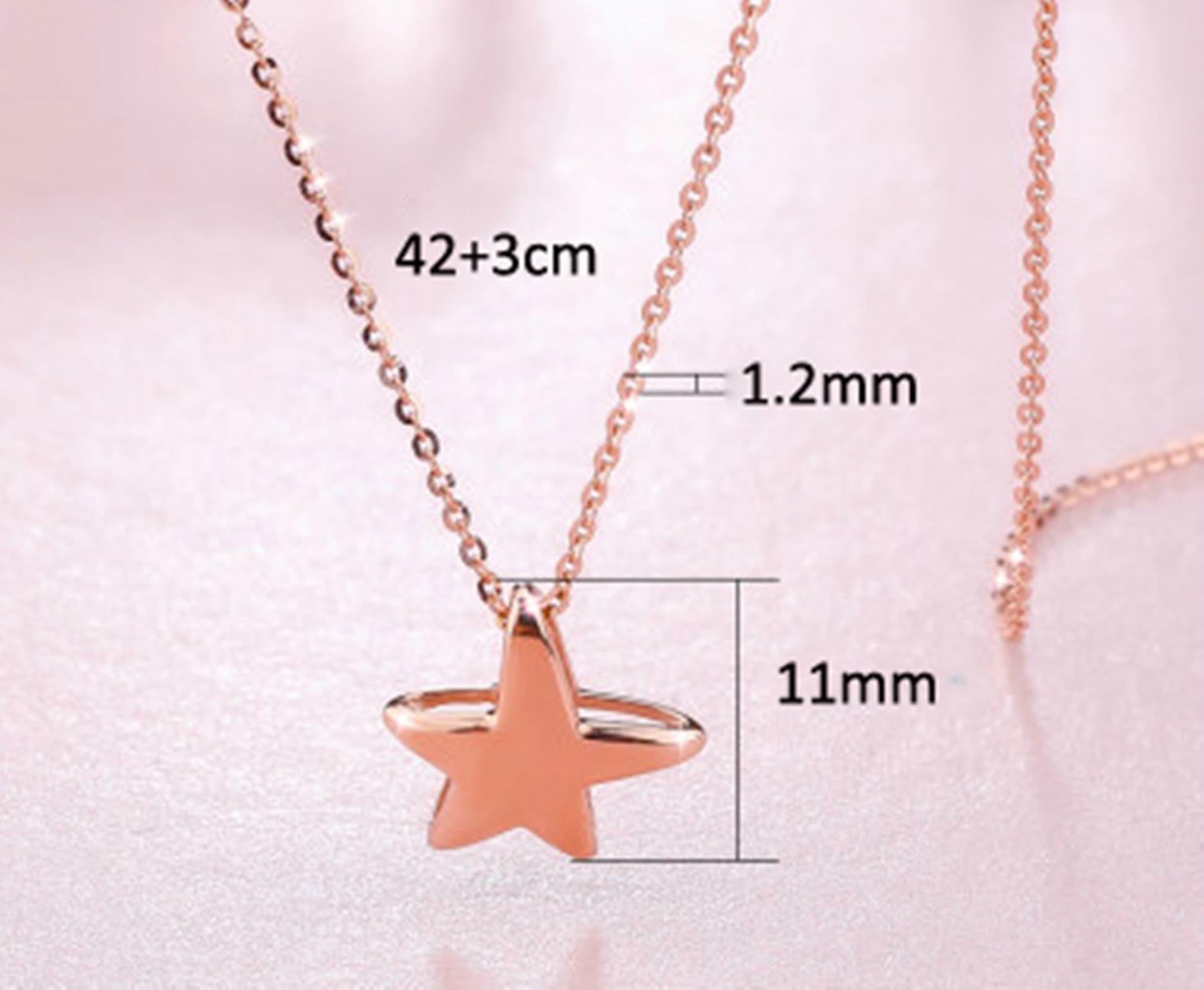 Collar de oro rosa de 18 K Au750, colgante de estrella de mar, para mujer, cadena de oro 750, 50 cm, Oro rosa de 18 quilates, Sin circonita