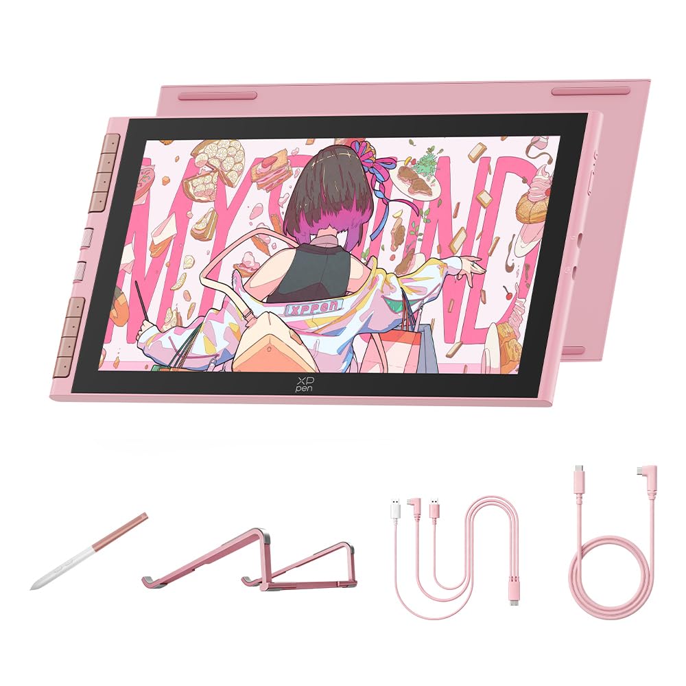XPPen Artist 12 3rd Tableta Gráfica con Pantalla FHD 16K Niveles | Tableta Gráfica Dibujo Digital Profesional de 12 Pulgadas con Lápiz Chip Inteligente X4 y 2 Diales y Soprte Plegable(Rosa)