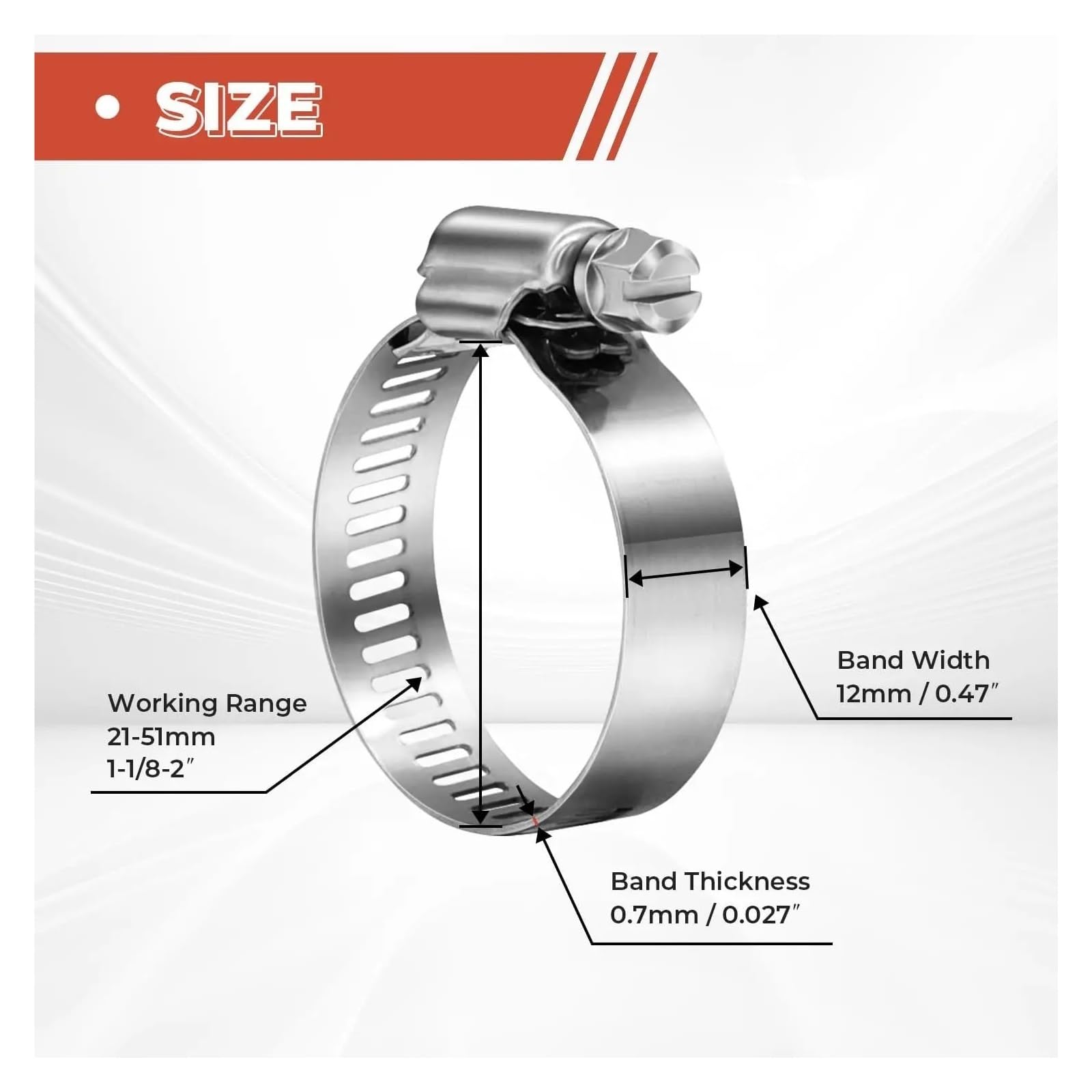 20 Sztuk 304 Zacisk Do Węża Ze Stali Nierdzewnej Regulowany 27-51mm Przekładnia Ślimakowa Metalowy Przewód Paliwowy Rura Hydrauliki, Motoryzacja