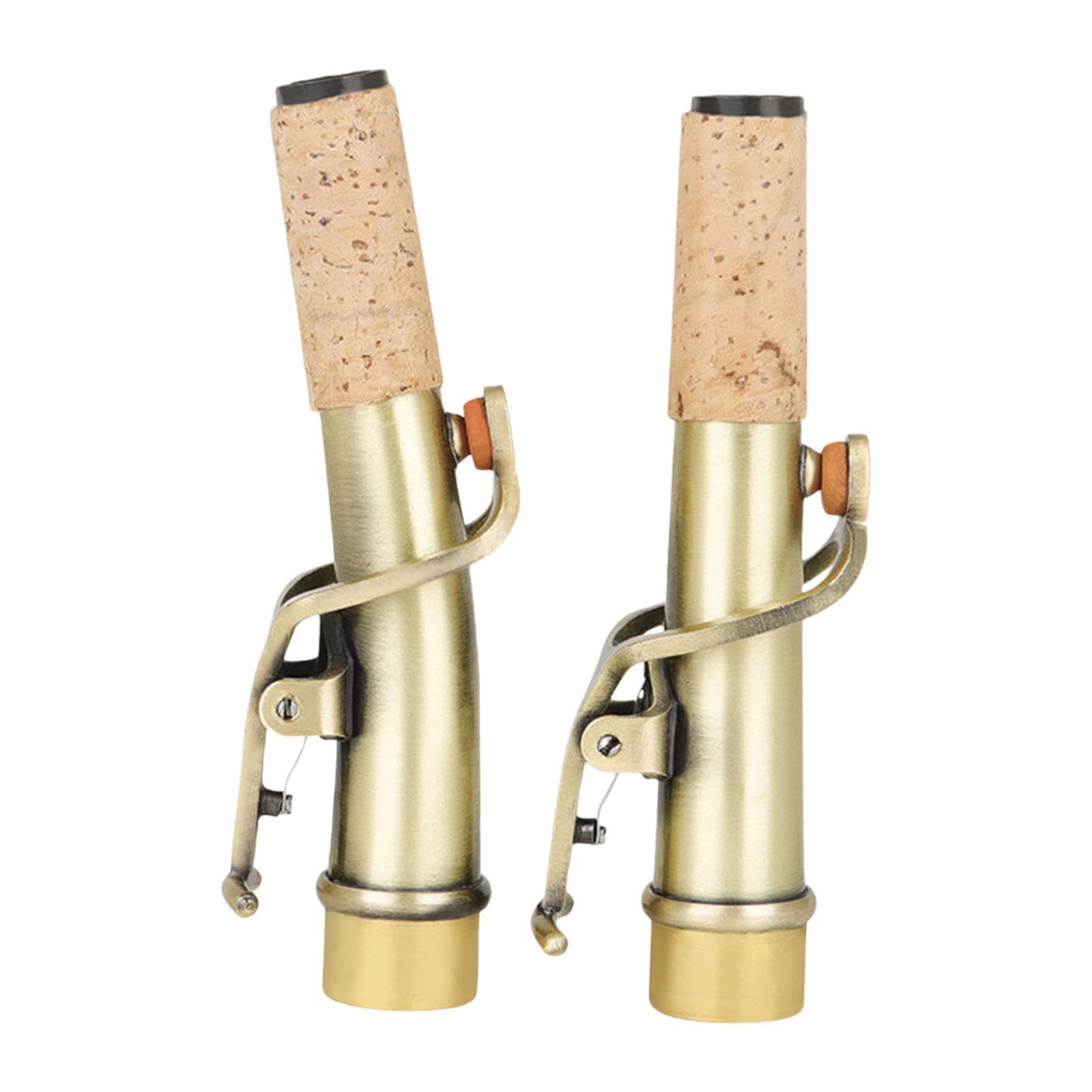 2 Pièces Saxophone Col Courbé Accessoires Col Droit Soprano Saxophone Laiton Résistant Bec Améliore Son pour Représentation Scène Pratique