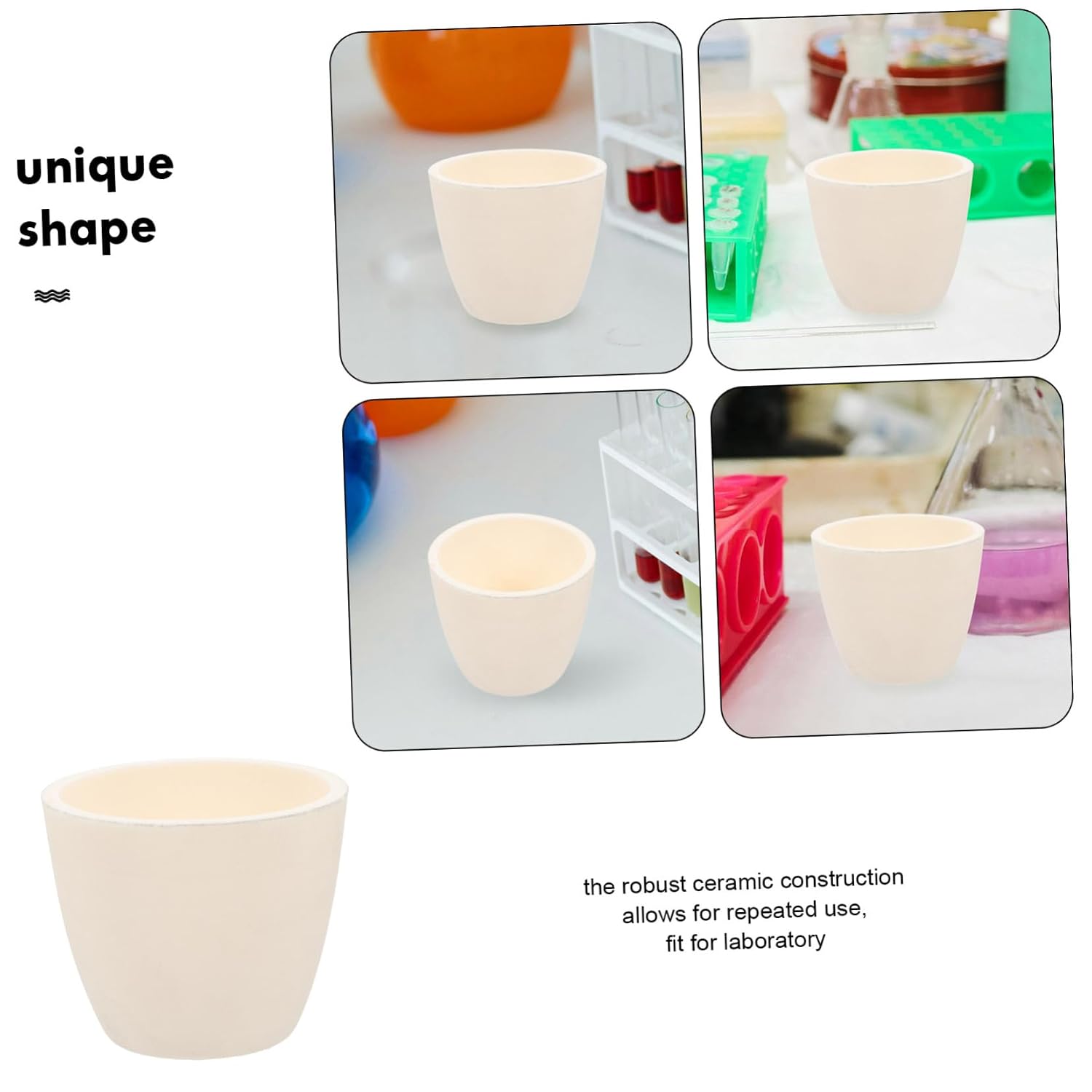 Garneck Crucible Laboratory Ceramic Bowl for Melting and Casting Crucible for Experimental Use Oxide Ceramic Cup for Lab Applications