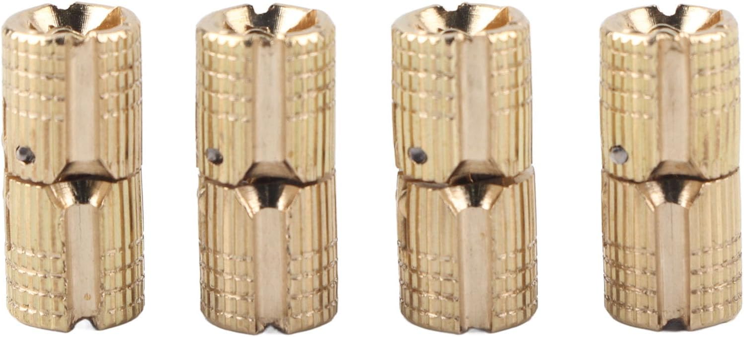 Generic 4Pcs Copper Brass Cabinet Hinges, Heavy Duty Anti Rust Concealed Hinge with 180 Degree Opening Angle, for Lightweight Caravan Worktop Table and DIY Projects