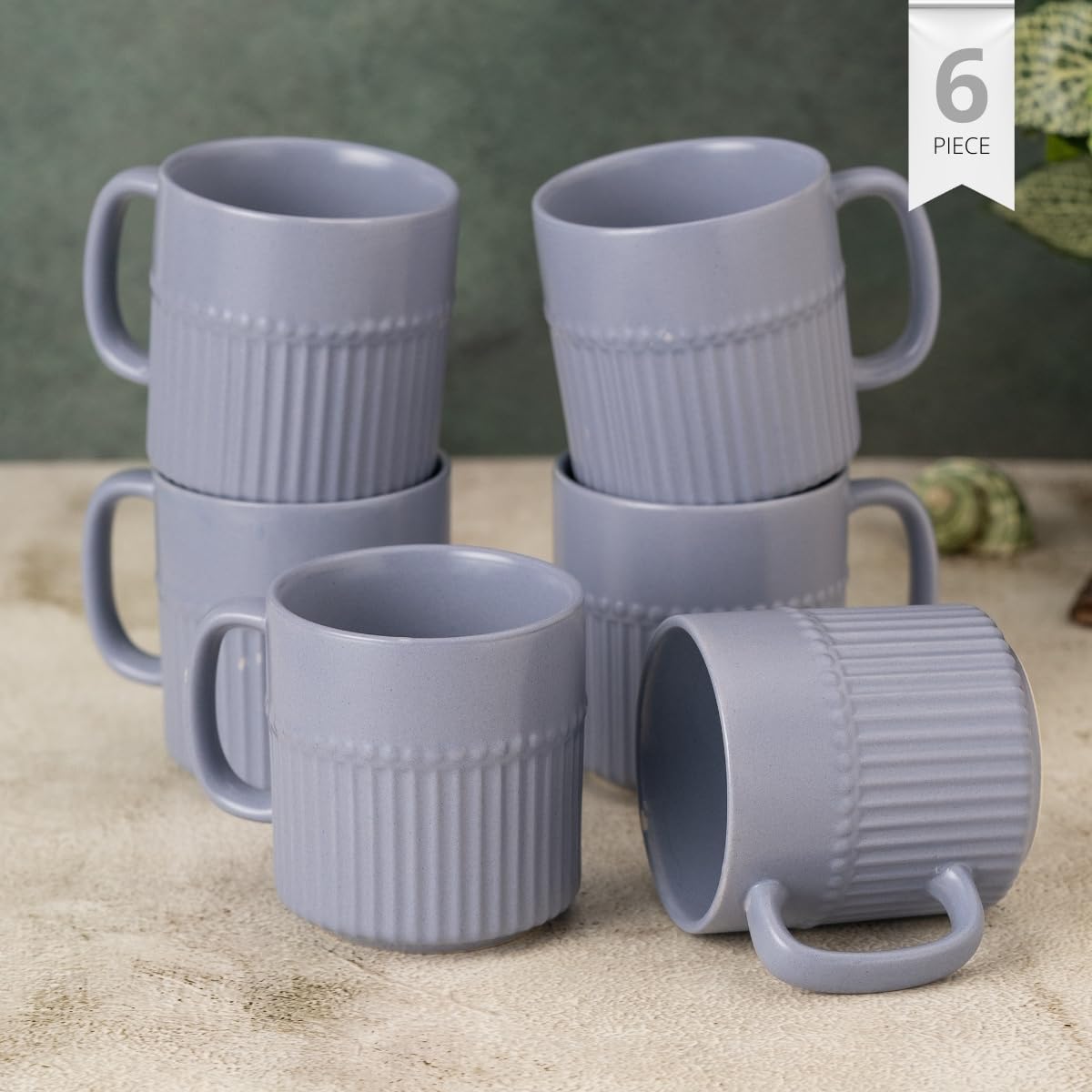 Clay Craft Fine Ceramic Crimson Blue Coffee Mug Set of 6, Cups for Tea & Coffee, Mug Set, Gift Set, Elegant Design for Home and Kitchen and Can Be Gifted to Your Loved Ones On Any Occassions 1