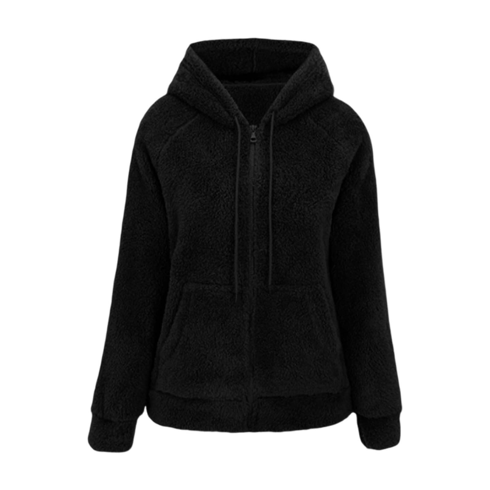 Veste polaire pour femme avec zippée capuche veste chaude en chic peluche d'hiver,S-XXL
