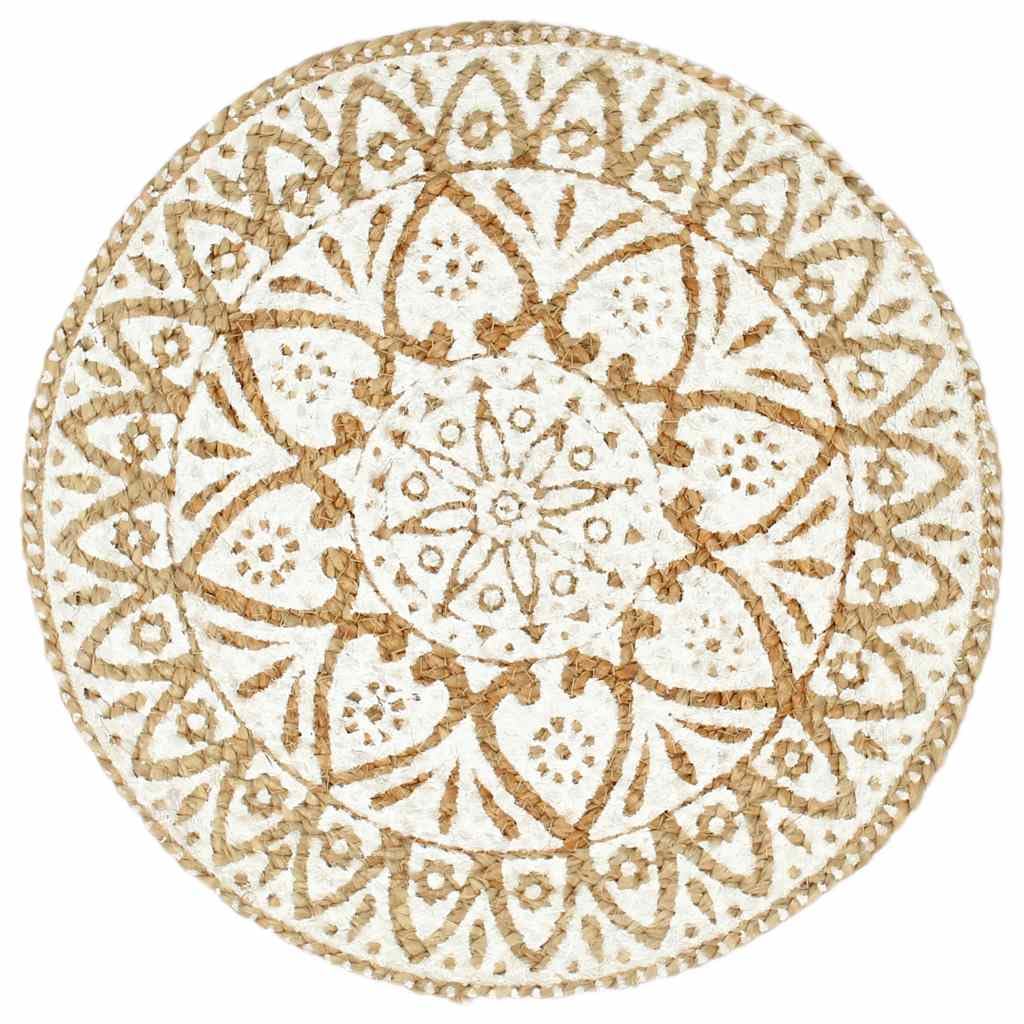 Lot de 4 sets de table ronds 38 cm en jute tressée - Sets de table pour table à manger - Décoration de salle à manger - Blanc