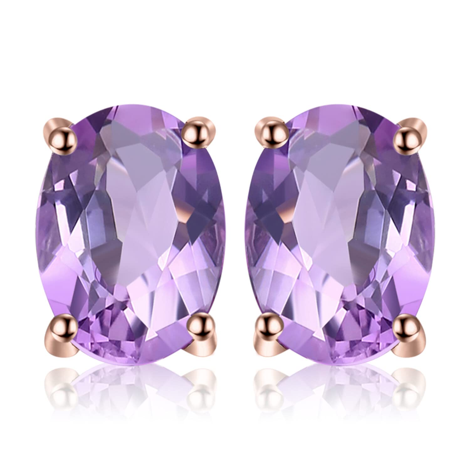 JewelryPalaceNatural Garnet Peridot Amethyst Citrine Blue Topaz Birthstone Stud Earrings for Women, 14k Gold Plated 925 Sterling Silver Earrings for Women, Gemstones Jewelry Sets for Girls