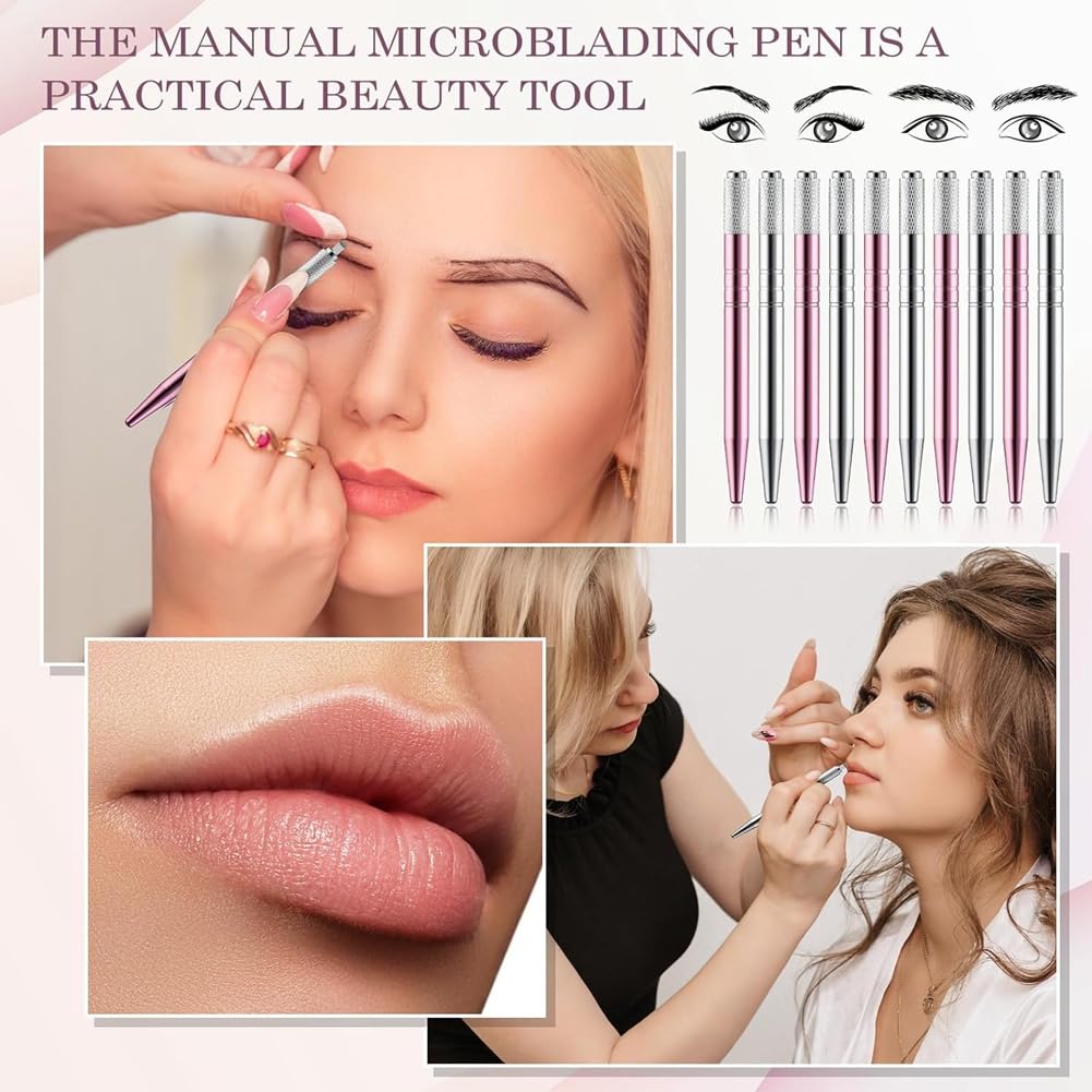 50 Stück Microblading-Stifte, Manuelle Augenbrauenstifte, Microblading-Zubehör, Microblading-Handwerkzeuge Aus Aluminium für Kosmetik, Einfach zu Verwenden A