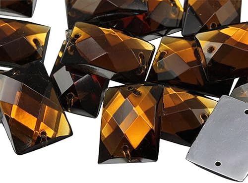 Allstarco Topacio ahumado marrón CH25 de 0.551 x 0.394 in, cuentas rectangulares para coser, cuentas para manualidades, diamantes de imitación