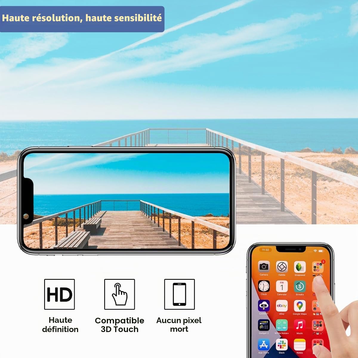 Yodoit Écran pour iPhone 13 LCD Ecran 6,1" FHD Tactile Vitre 3D Touch Face ID Digitizer Complet et Kit de réparation