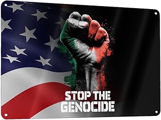 Stop The Genocide 12x8 Inch Aluminum Sign Safety Warning Informational Outdoor Indoor