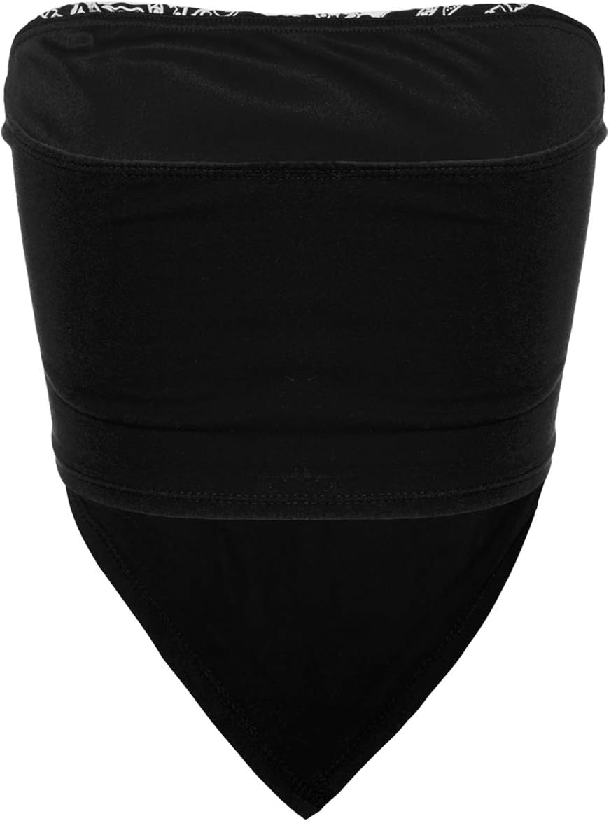 Design by Olivia Women's Sexy Paisley Print/Solid Bandana Tube Crop Top Shirt - Image 3