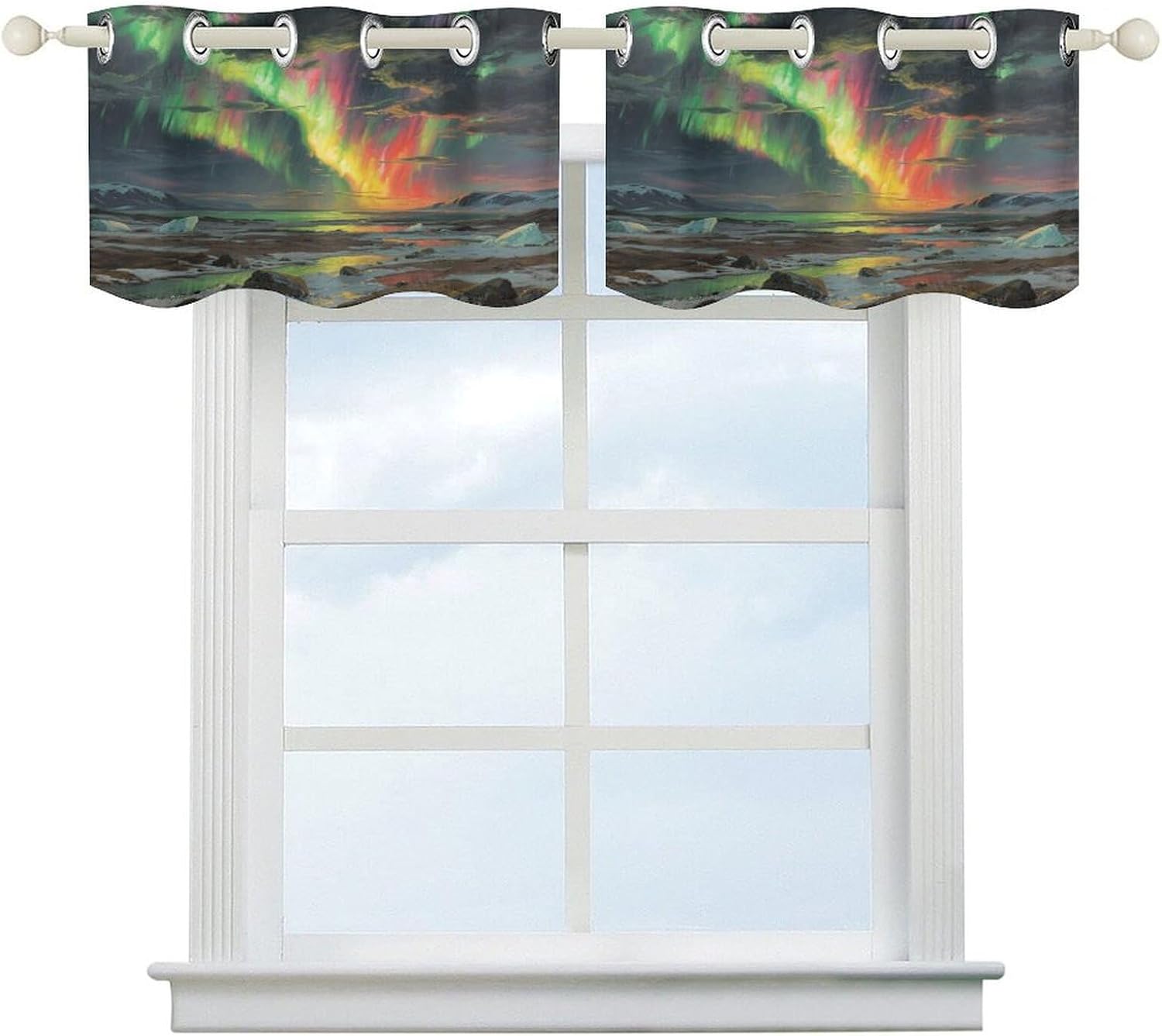 Aurora Curtain 2 Panels, Polyester Fiber, Blackout Insulated Window Curtain, Curtain Valance for Kitchen Dining Room Living Room Cafe Small Window 52 * 18.1 Inches
