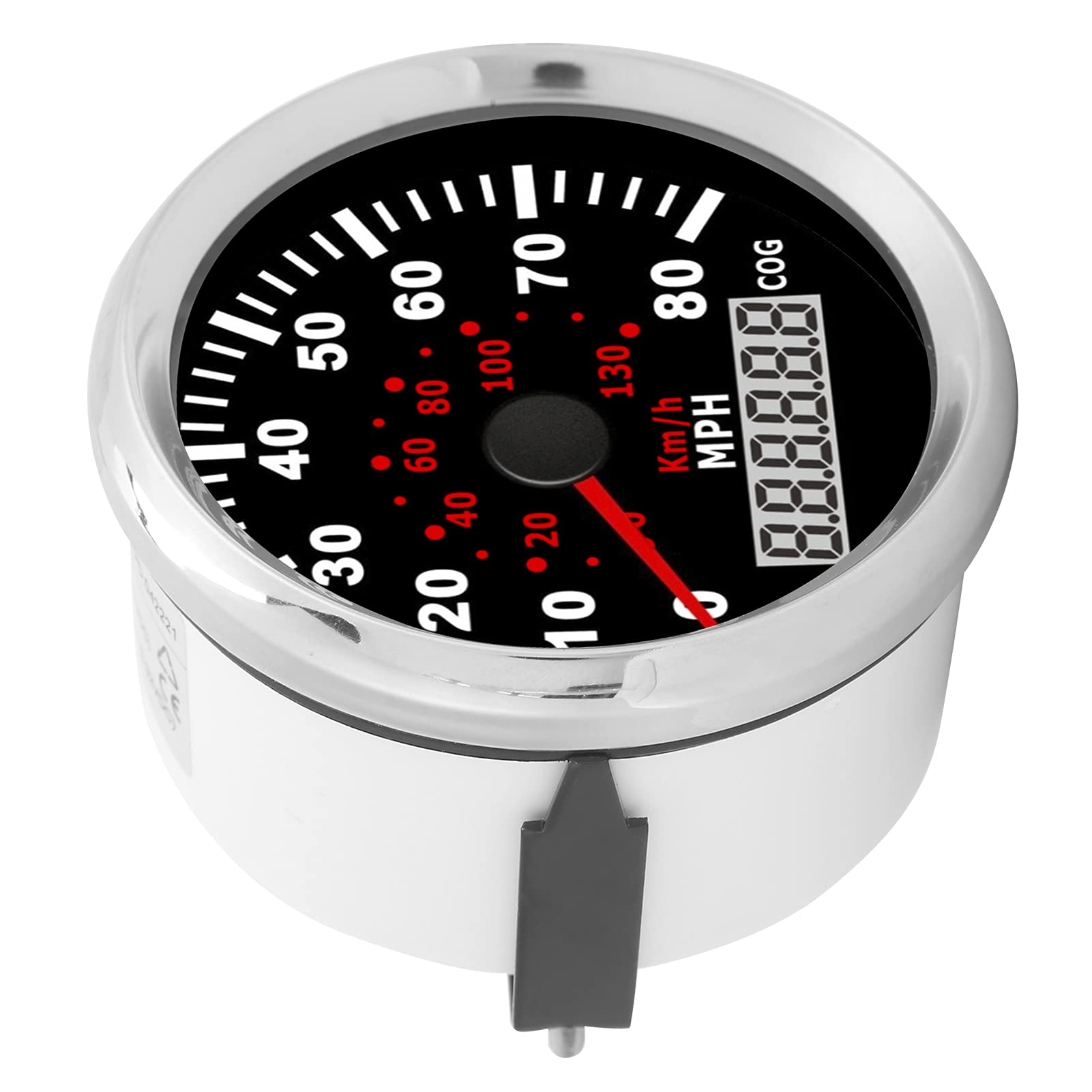 Medidor de 85mm 0-80MPH 0-130 KM/H LCD Cog IP67 Odómetro Esfera Negra Plateada para Coche Barco Yate RV Indicador de Velocidad Automático para un Ing preciso.