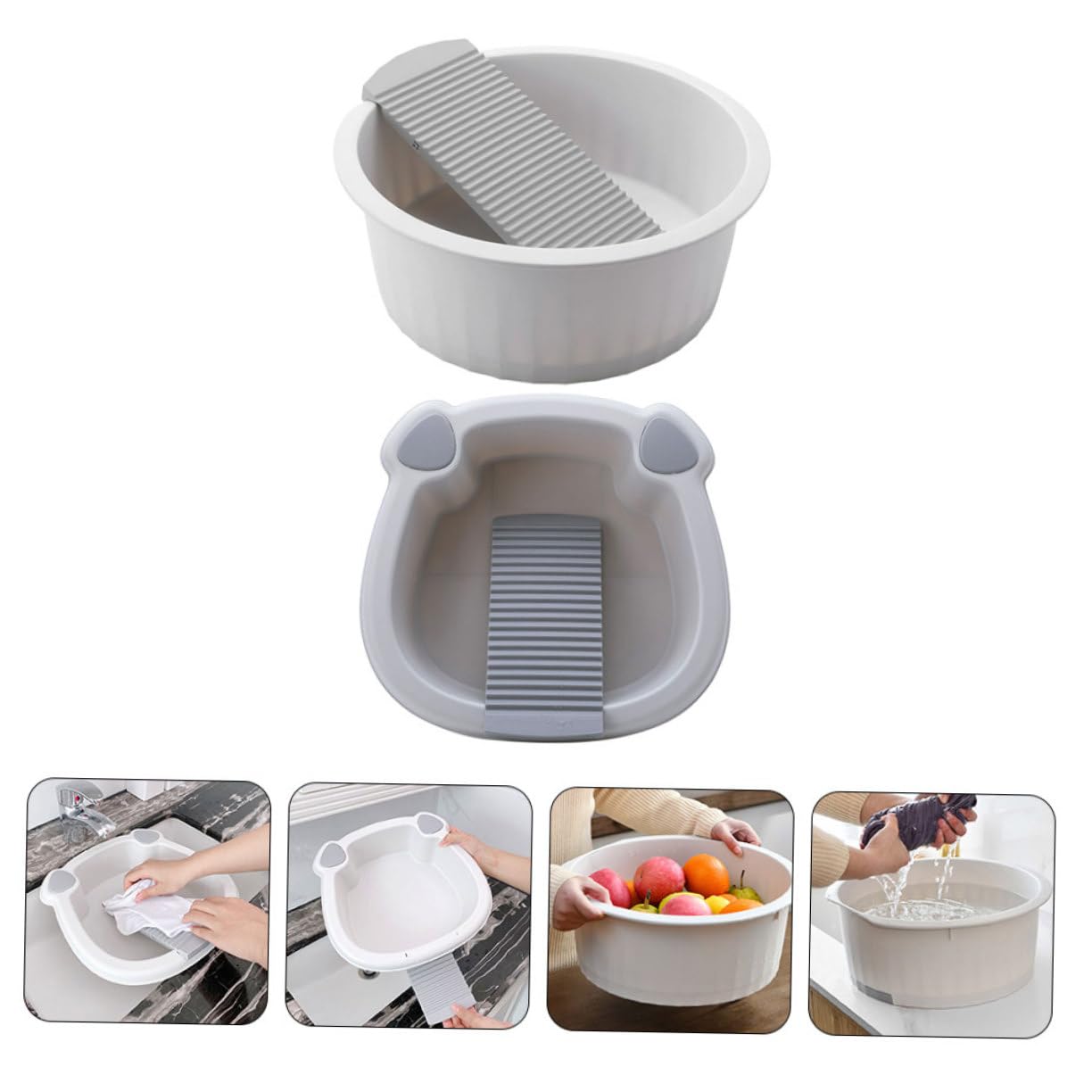 Cabilock 2stücke Multifunktionale Wäschewanne Mit Integriertem Waschbrett Robustes Teilige Design Für Handwäsche Und Fußbad Für Zuhause Und Reisen Aus Dickem Kunststoff Vielseitig
