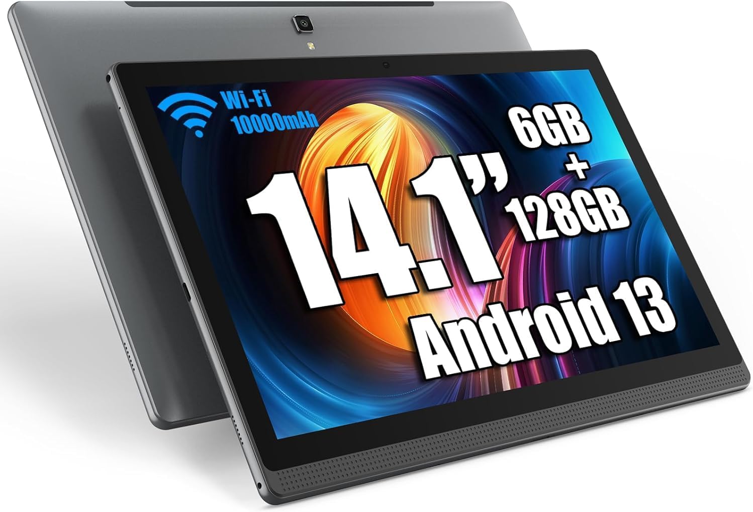 azampTablet MES-B1, 14.1 Inch Android 13 Tablets with 1920 * 1080 IPS HD Large Display, 6GB/128GB, WiFi, and 10000mAh Battery - Ideal for Productivity, Entertainment, and EducationClimatePartner certified