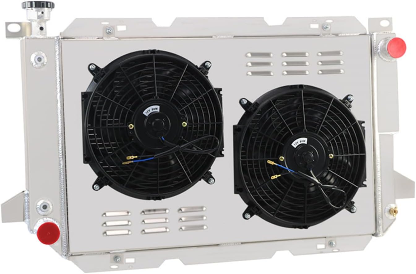 for 1983-1997 Ford Bronco F-150 F-250 F-350 V8 4 Row Radiator Shroud Fan Relay, Replacement Radiator, Aluminum Radiator, radiadores