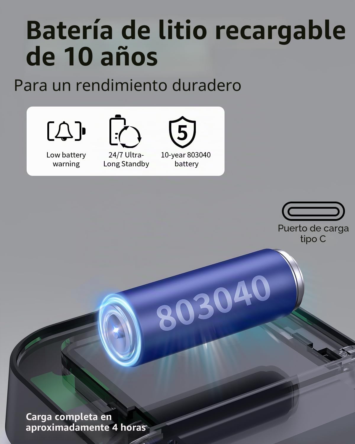 Detector de monóxido de carbono portátil 3 en 1, detector de monóxido de carbono recargable con indicador de temperatura y humedad, portátil para el hogar, caravana, camping, negro (negro)
