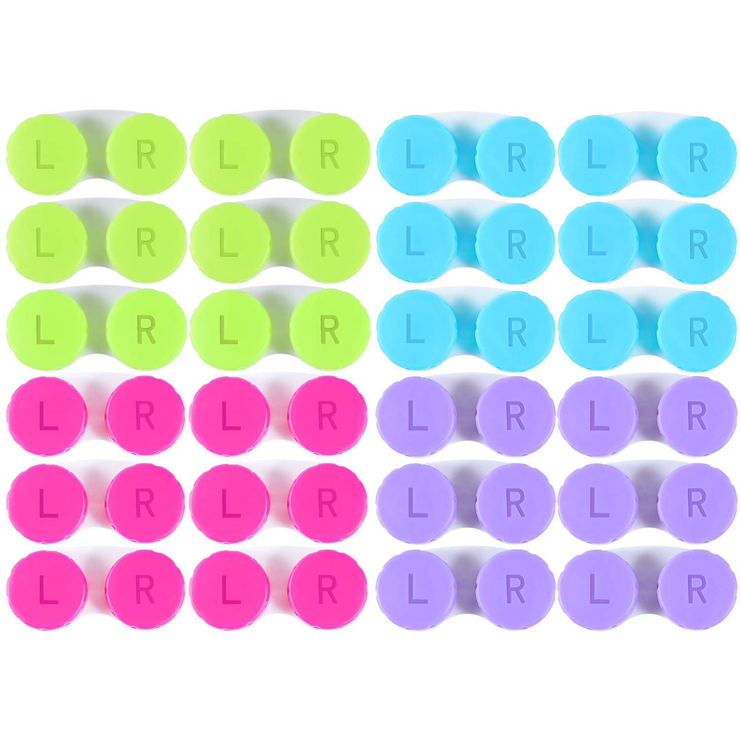 24 Pack Colorful Cute Contact Lens Case Bulk Box Holder Container Soak Storage Kit (4 Color)