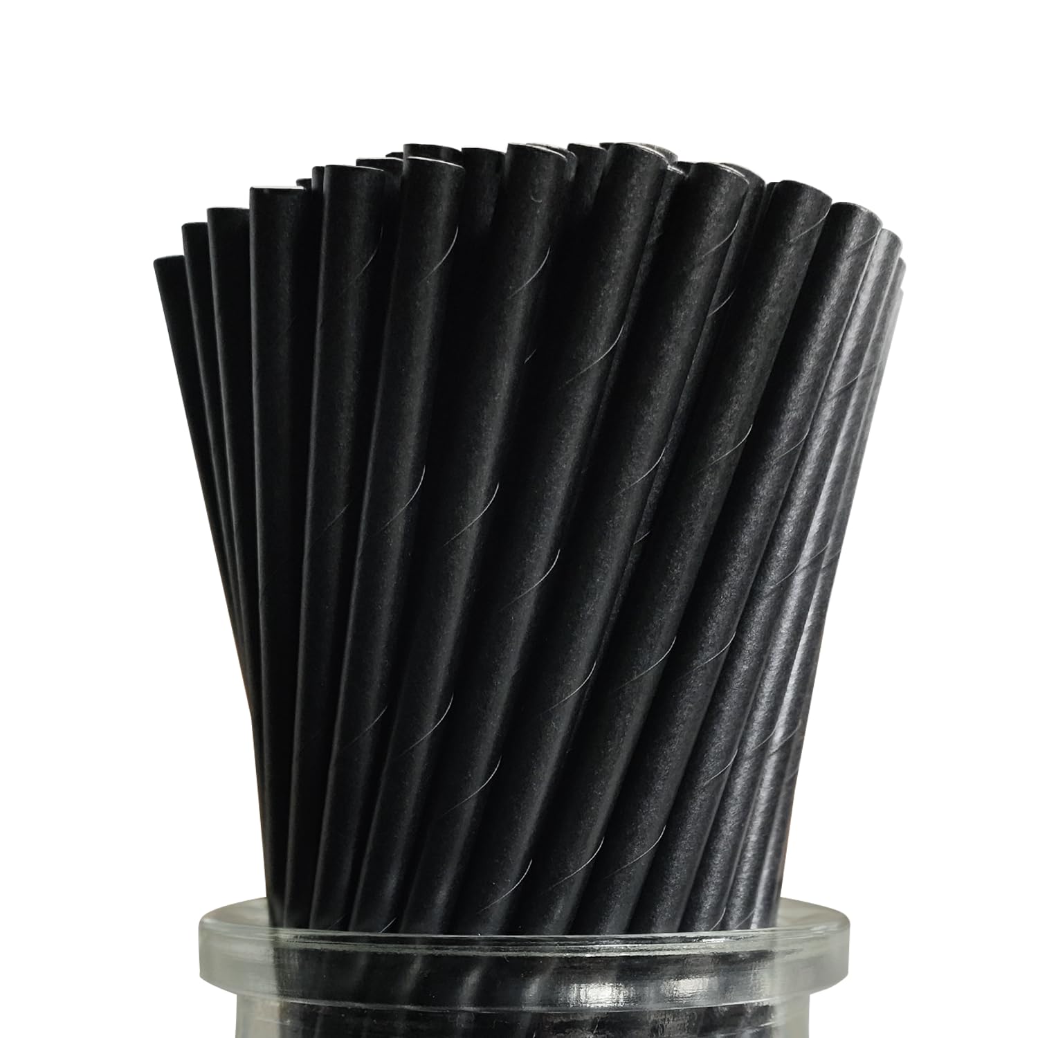 Black Paper Drinking Straws - (20cm) Biodegradable Disposable Solid Black Straws Bulk 100 for Coffee, Cocktail, Drinks, Bars, Restaurant and Party Suppliers