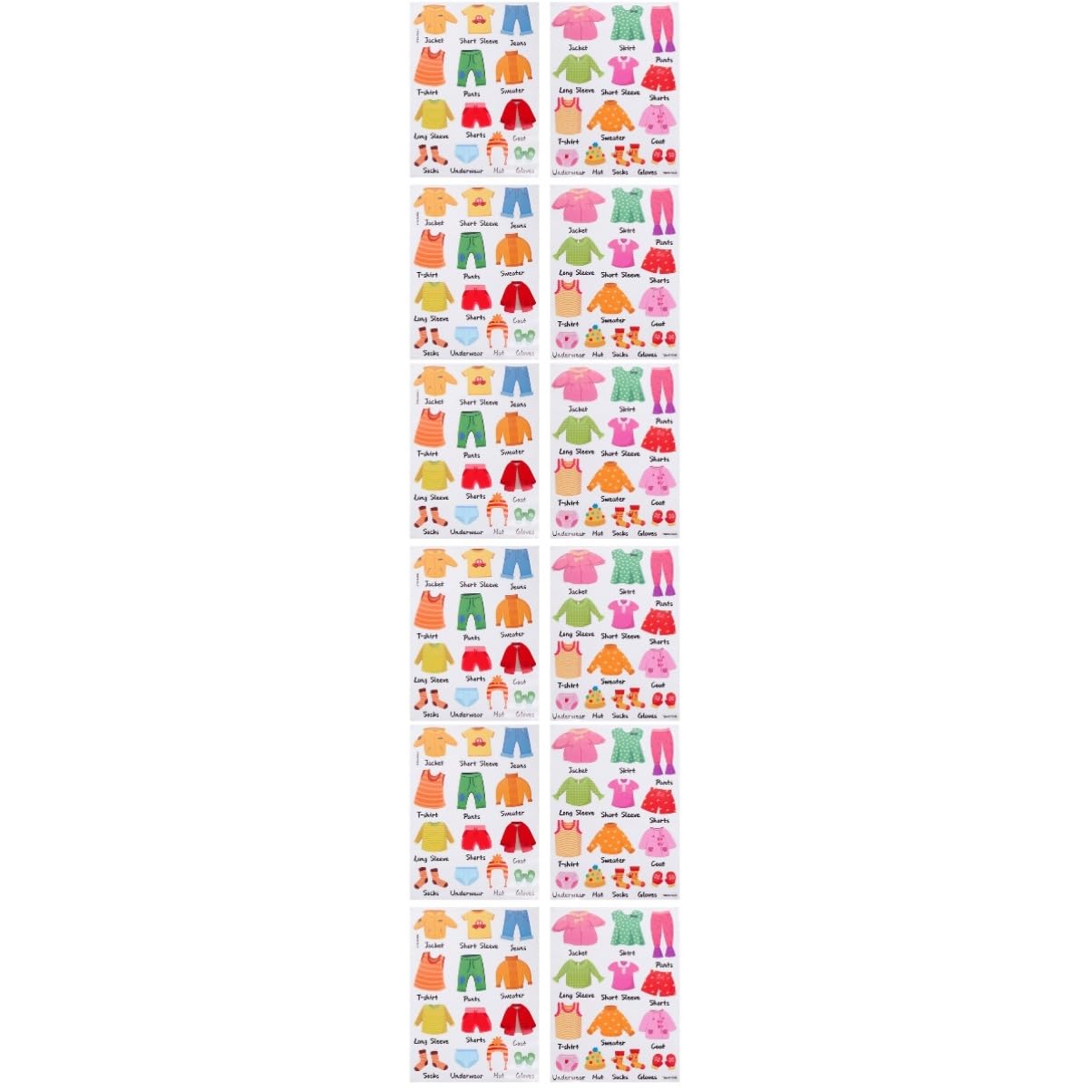 Autocollants vêtements pour armoire enfant tri dressing et décoration chambre DIY