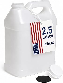 FastRack 2.5 Gallon Water Jug Pack of 1 w/ 1 Black Rubber Cap Gripper | Reusable Plastic Jug with lid for Liquids | Heavy-Duty Water Container for Storage, Camping | BPA-Free Gallon Jugs with Lids