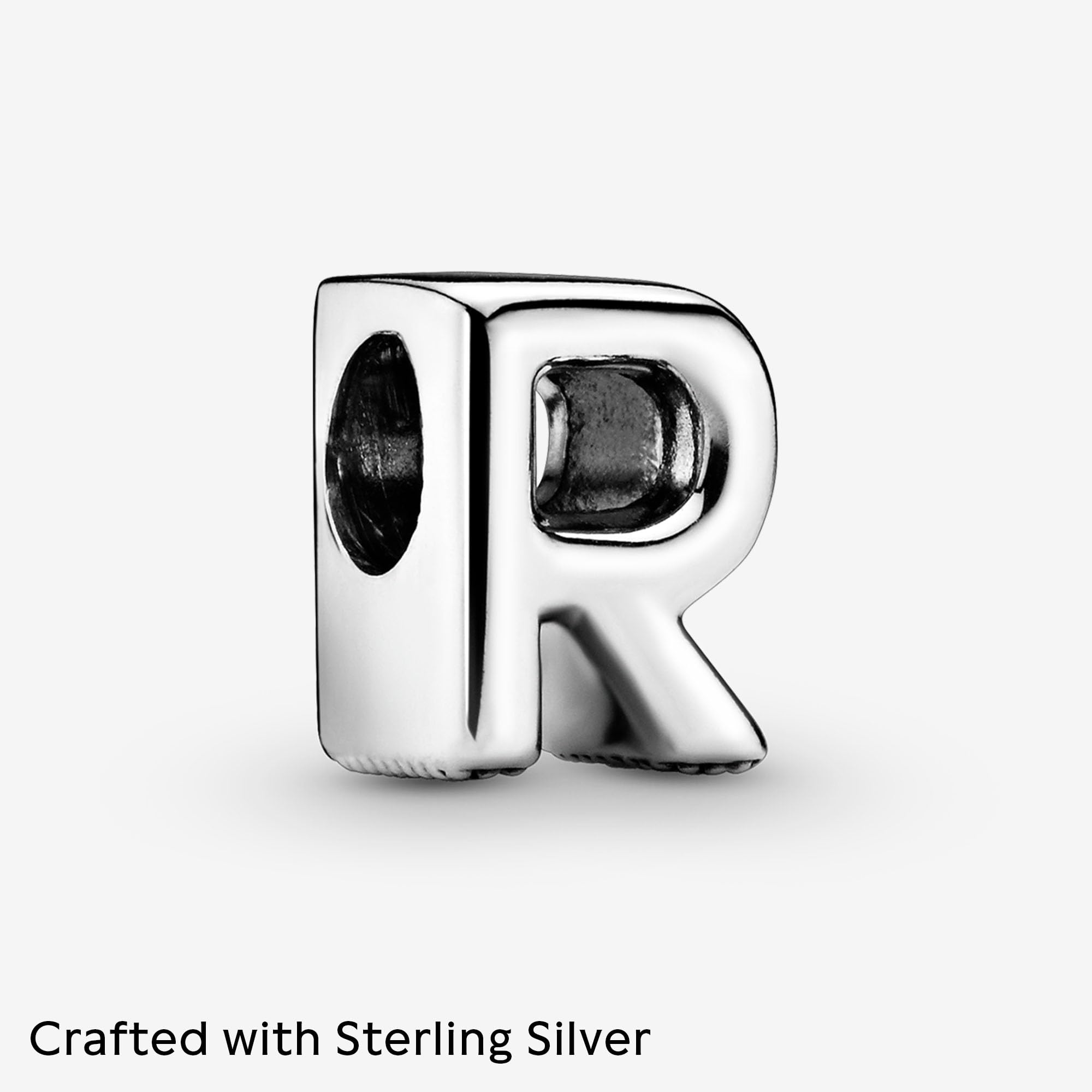 PANDORA Moments Buchstabe R - wendbares Alphabet-Charm aus Sterling-Silber mit geprägten Herzen und Perlen an der Rückseite - kompatibel mit Armbändern Moments Kollektion
