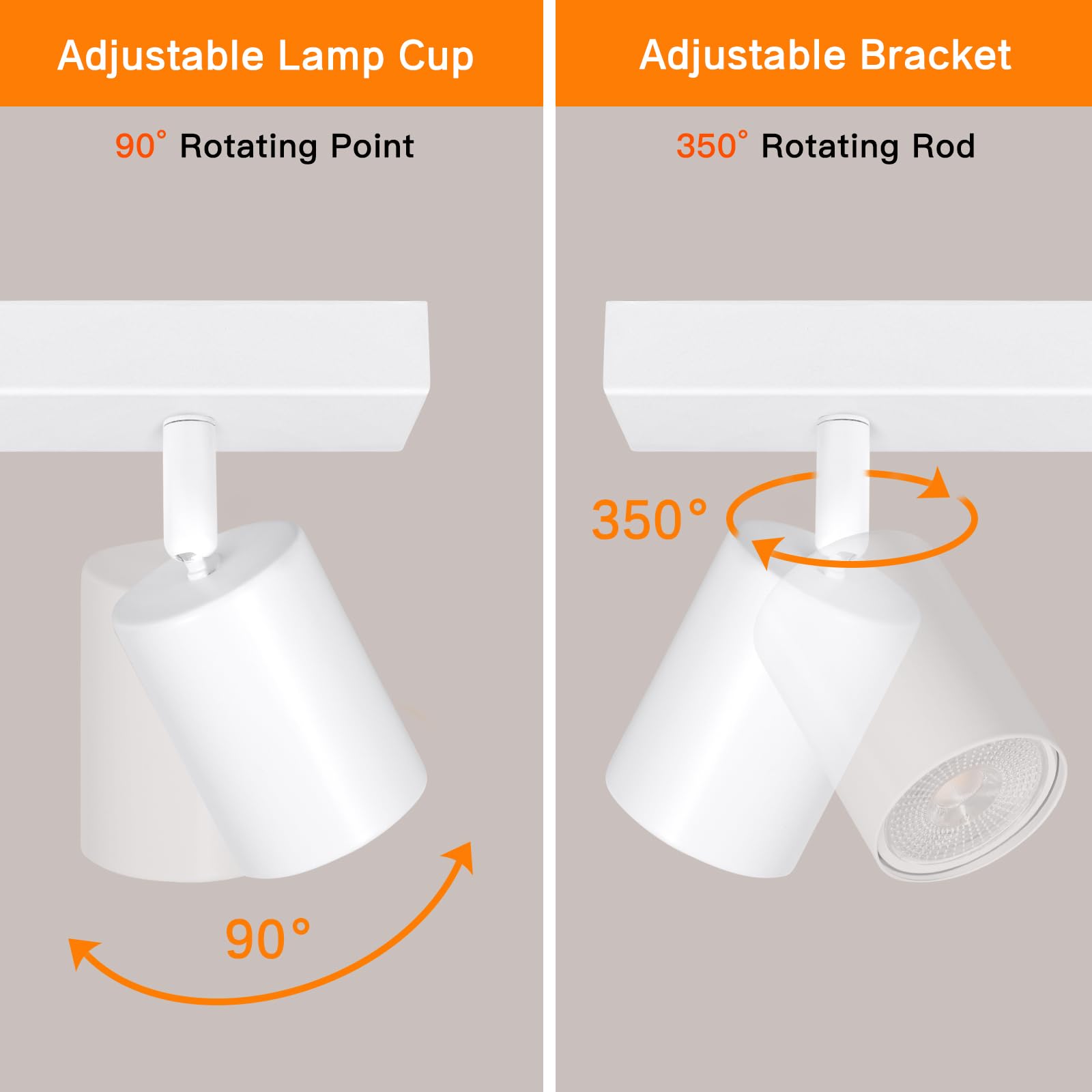 Ketom 2 Pezzi Faretti da Soffitto Orientabili Bianco, GU10 Lampada Faretti Led Soffitto Moderna, Plafoniera LED con 2 Faretti per Cucina, Cameretta, Senza Lampadina
