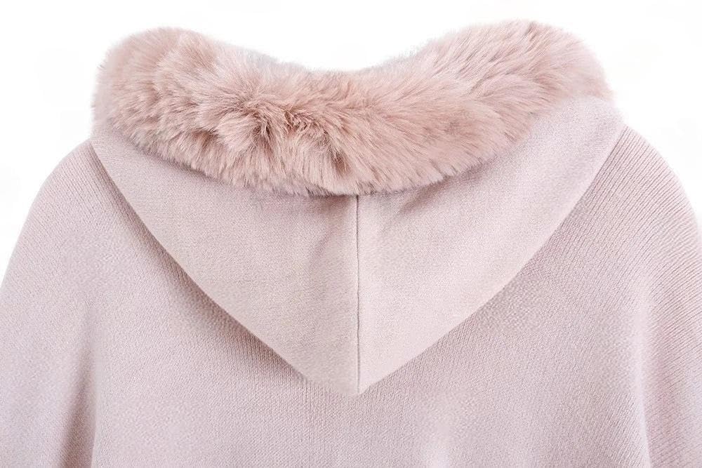 Cape-Mantel for Damen, Schals und Stolen, Abendkleider, Umhang mit Kunstpelzkragen, Pashmina-Jacken mit Rüschensaum