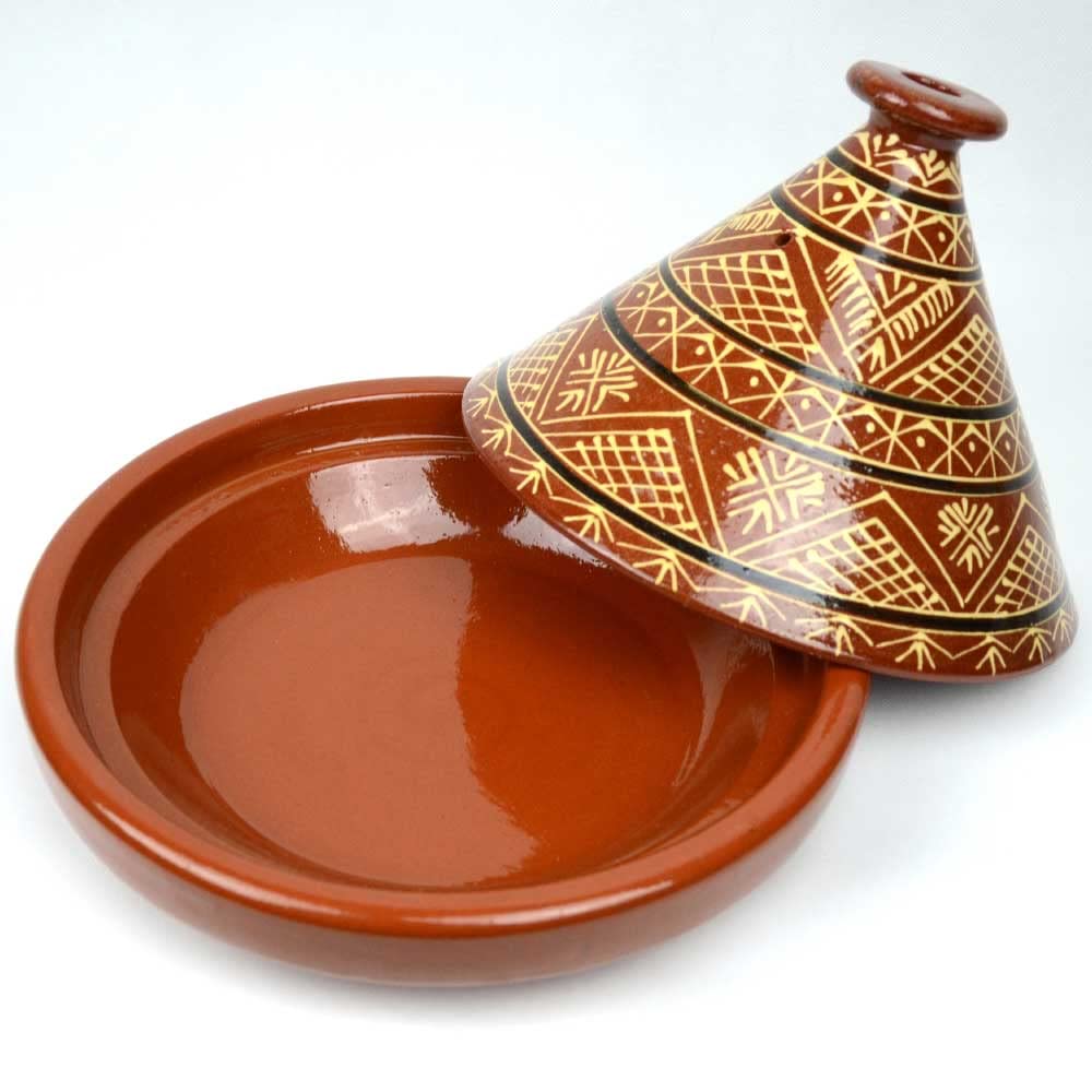 Tajine marocain en terre cuite émaillée L´orient pour 4 à 5 personnes - Conique - Bleu - Céramique - Fabriqué à la main à Marrakech, coloré