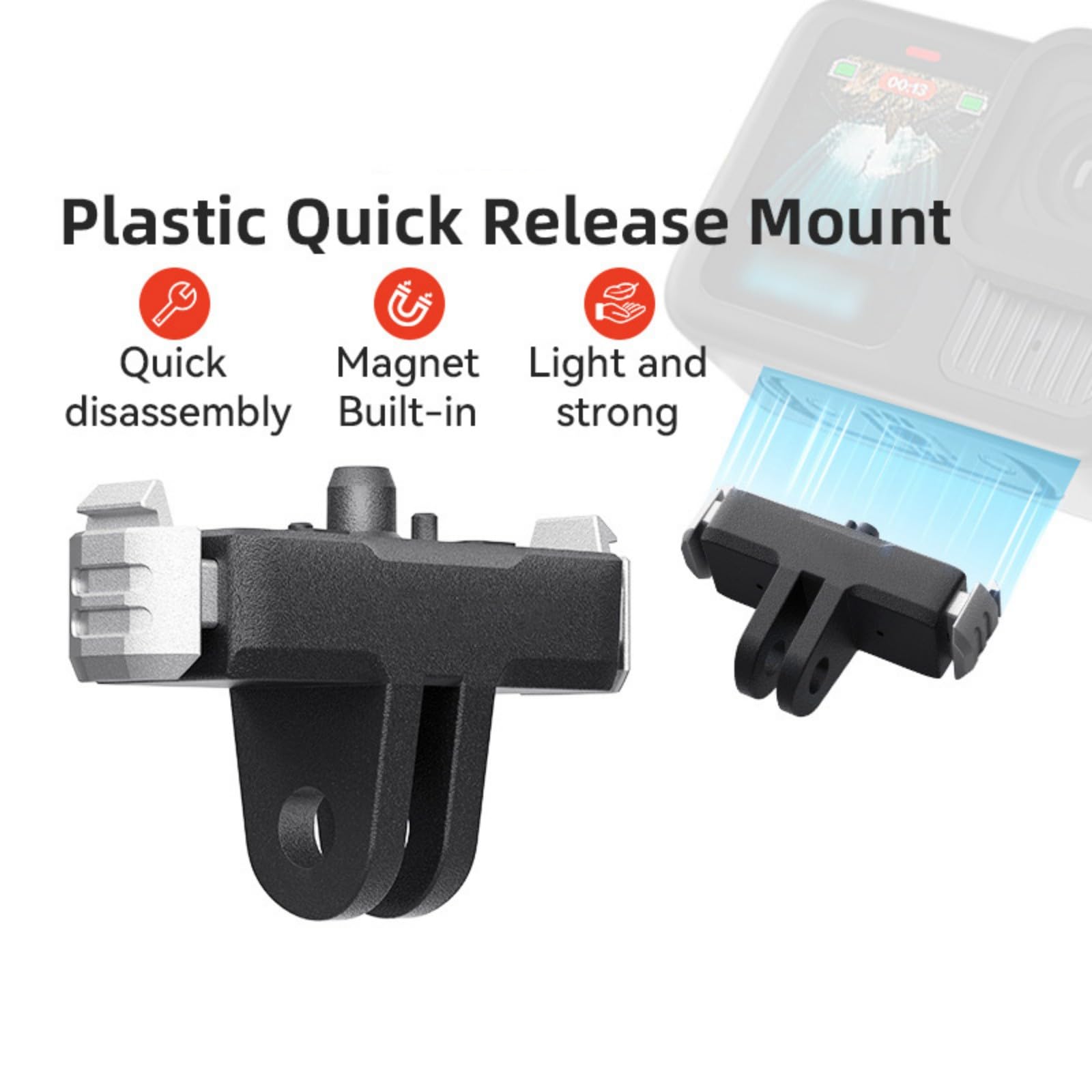Quick Release Base Compatible for 13 Sports Camera Featuring 2-Rpong Claw Improve Stability